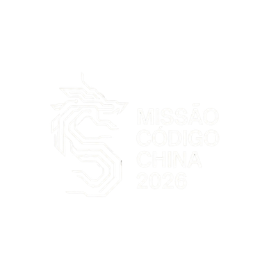 Logo Missão Código China 2026 - Cavalo com design de circuito eletrônico